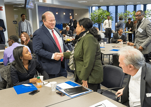 Mayor Duggan greets attendees at a GDYT kickoff breakfast