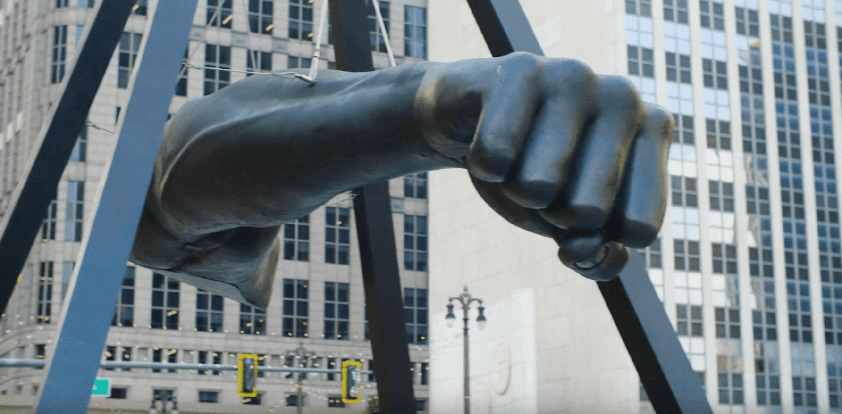 Joe Louis fist statue in downtown Detroit