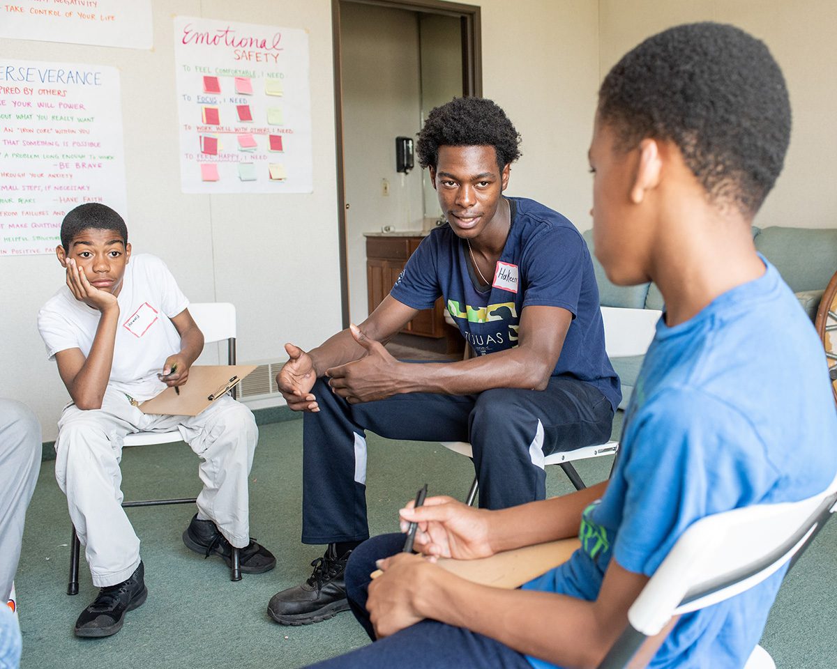 Participants from Detroit Horse Power participate in a group discussion